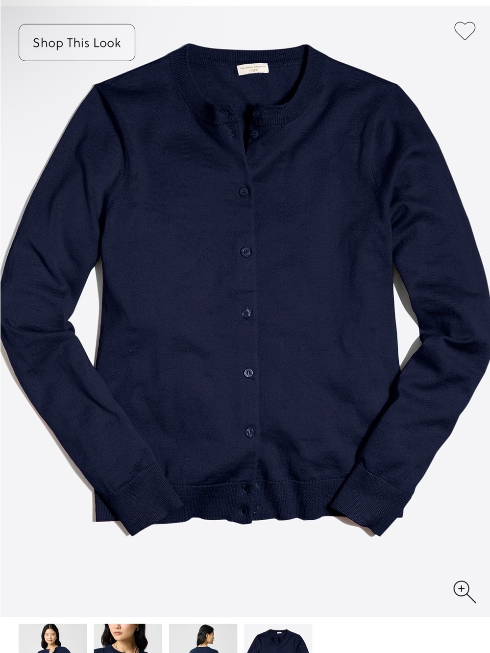 J.Crew Navy Blue Crewneck Button Knit Classic Cardigan Sweater